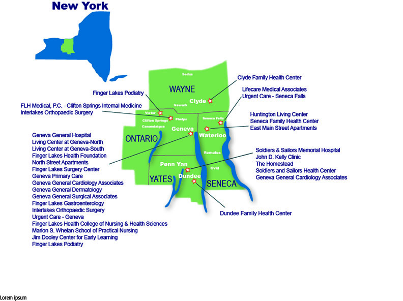 County map with locations