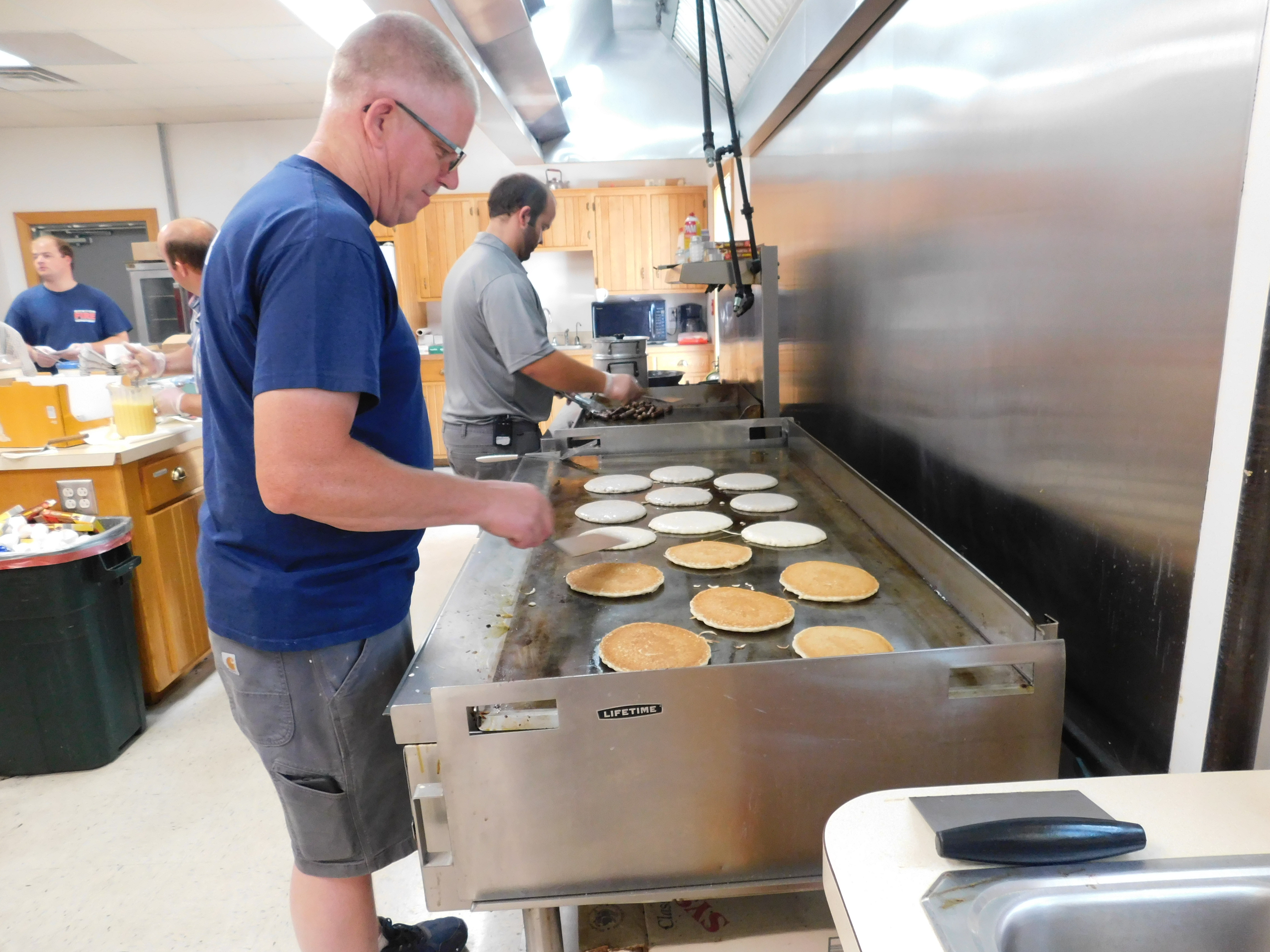 cooking pancakes